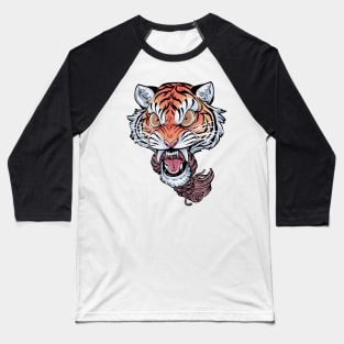 Angry Tiger head Baseball T-Shirt